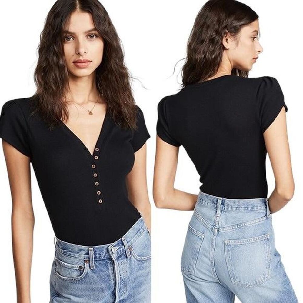 Free-people Women's Black Bodysuit